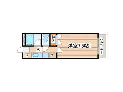 ケイオーハイツ(1K/1階)の間取り写真