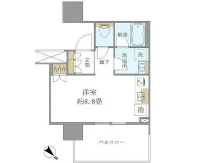 ブリリアタワー浜離宮(ワンルーム/6階)の間取り写真