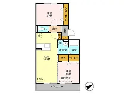 愛宕ビューハイツ(2LDK/2階)の間取り写真