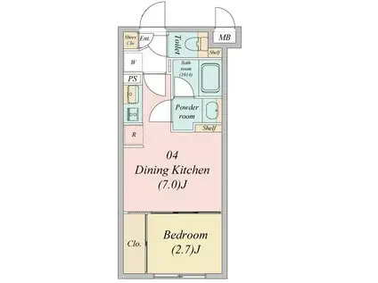 GRANDE MUSASHISEKI STATION COURT(1DK/2階)の間取り写真