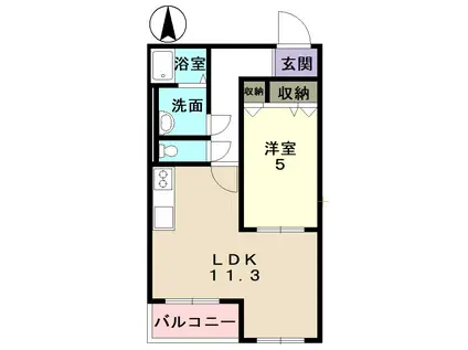 ハートフルマンション ルージュ(1LDK/3階)の間取り写真