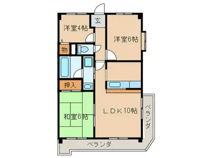 キャッスルシティ城崎II(3LDK/2階)の間取り写真
