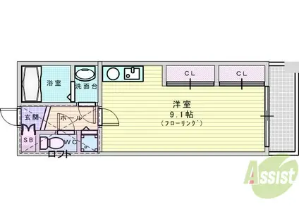 フォレステージュ江坂垂水町(ワンルーム/2階)の間取り写真