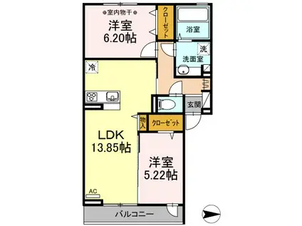 MARIO KIII B棟(2LDK/2階)の間取り写真