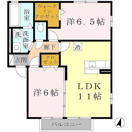 パストラル福田A棟(2LDK/1階)の間取り写真