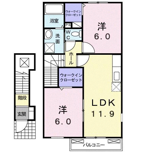 フランプレイスB(2LDK/2階)の間取り写真