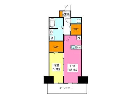 博多グランドレジデンス(1LDK/2階)の間取り写真