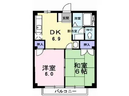 シティセブンI(2DK/2階)の間取り写真