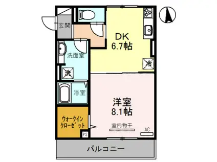 ノーブル希(1DK/3階)の間取り写真