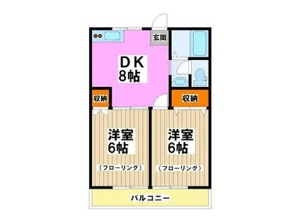 カサデベルデ(2DK/2階)の間取り写真