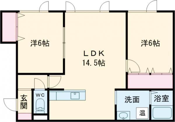 グランピア6・11(2LDK/1階)の間取り写真