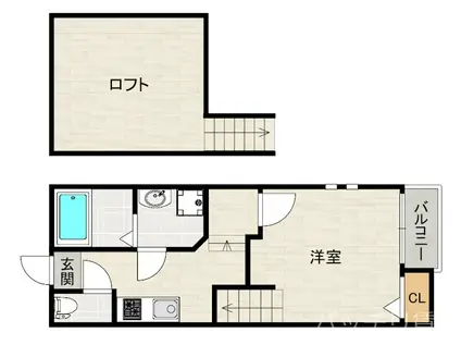 アンピオ吉塚(1K/2階)の間取り写真
