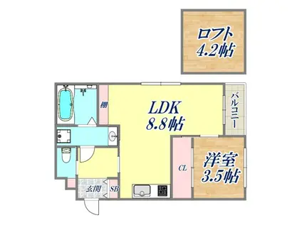 GRAN KOBELIA津門大箇(1LDK/1階)の間取り写真