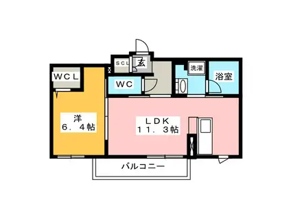 リオリエント六条(1LDK/2階)の間取り写真