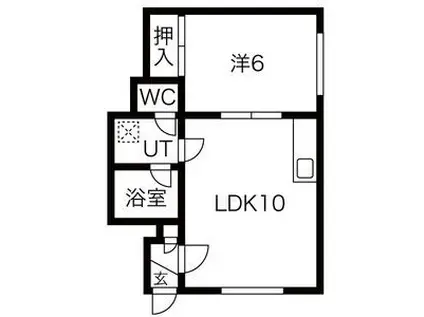 ゆうとぴあ錦台I(1LDK/1階)の間取り写真