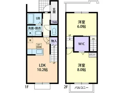 ハーベストMIWA(2LDK/1階)の間取り写真