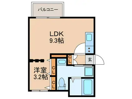 QUADOR桜並木(1LDK/4階)の間取り写真