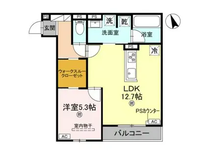 クラシスト東粉浜ウエスト(1LDK/3階)の間取り写真