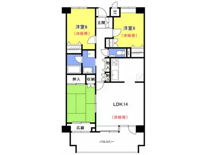 ヴィルゾンたまき(3LDK/1階)の間取り写真