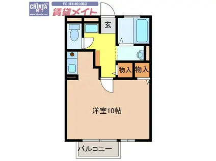 ラ・メールTAKASAGO A(ワンルーム/2階)の間取り写真