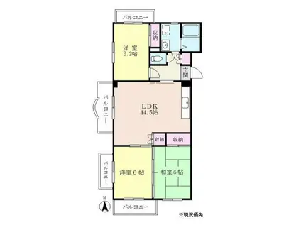 オーナービラ鈴木(3LDK/1階)の間取り写真