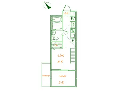 アザーレ・ディオン六会日大前(1LDK/1階)の間取り写真