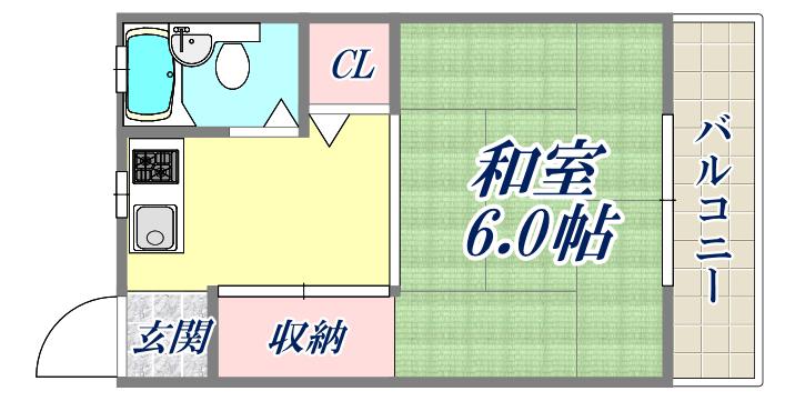 明生ビル(1DK/4階)の間取り写真