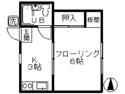 ハイムはなぶさ(1K/2階)の間取り写真