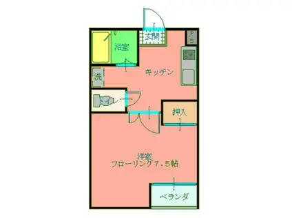 デイジー(1DK/2階)の間取り写真