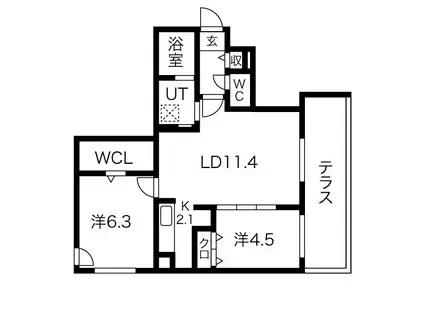 ブランシャールALAIN西町(2LDK/1階)の間取り写真