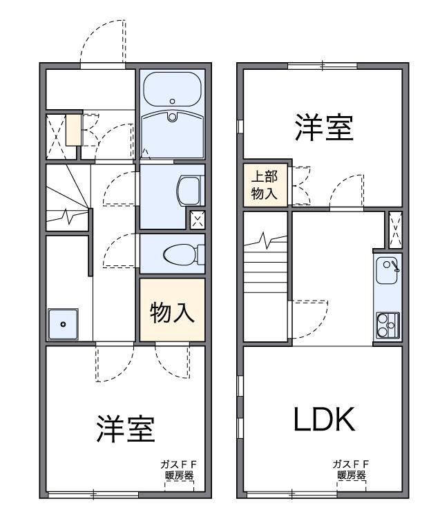 レオネクスト立岩(2LDK/1階)の間取り写真