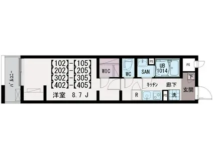 SUN平井駅南口(1K/4階)の間取り写真