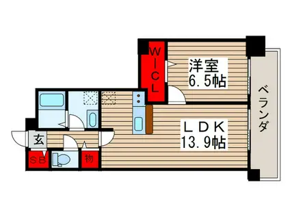 ロイヤルパークスタワー南千住(1LDK/4階)の間取り写真