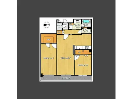 コアマンション辛島公園ゼクシス(2LDK/2階)の間取り写真