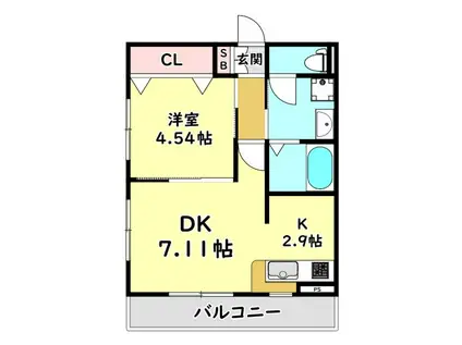KTIレジデンス西三荘(1LDK/2階)の間取り写真