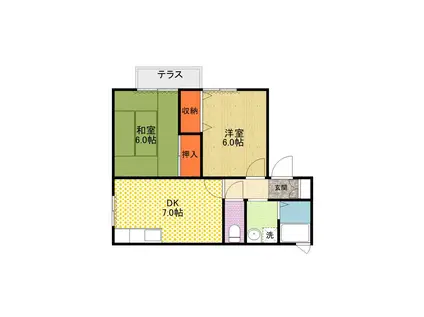 マリノス竹松本町A(2DK/1階)の間取り写真