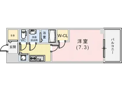 エスリード神戸ハーバーテラス(1K/11階)の間取り写真