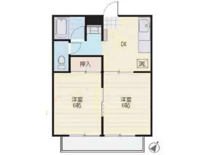 YAMAZAKI 3(2DK/1階)の間取り写真