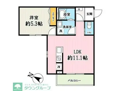 キャメル入間黒須A(1LDK/3階)の間取り写真