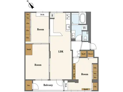 芝白金 2号棟(3LDK/3階)の間取り写真