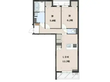 グラン・ルミエール(2LDK/1階)の間取り写真