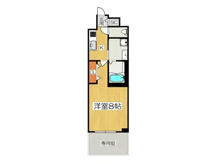 ベラジオ雅び京都洛北ガーデン(1K/1階)の間取り写真