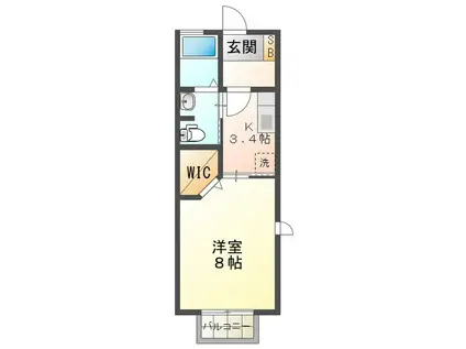 グローリーフォレスト B棟(1K/2階)の間取り写真