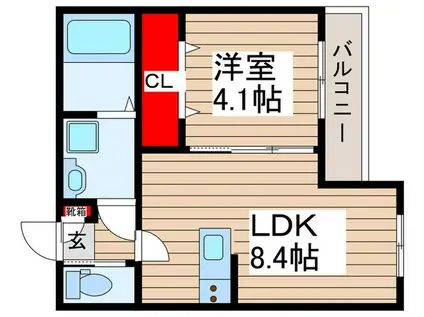 AJ津田沼V(1LDK/3階)の間取り写真