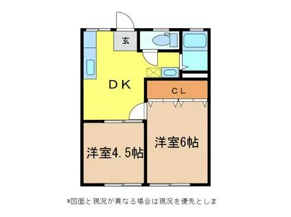 パナハイツ古田(2DK/1階)の間取り写真