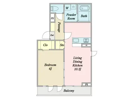 POLARIS氷川台(1LDK/2階)の間取り写真