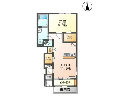 ボヌール MASHIKIII(1LDK/1階)の間取り写真