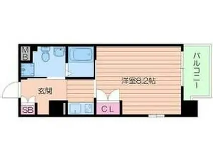 オレンジティーサイド(1K/8階)の間取り写真