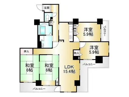 酉島リバーサイドヒルなぎさ街(4LDK/5階)の間取り写真