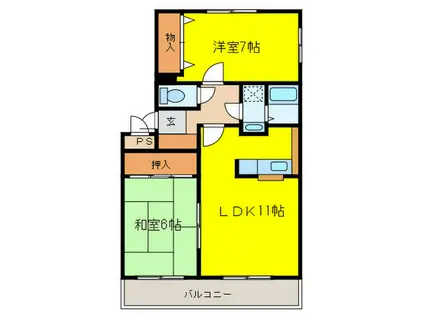 コートプレアル(2LDK/2階)の間取り写真